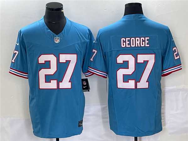 Men's Tennessee Titans #27 Eddie George Light Blue 2023 F.U.S.E. Vapor Limited Throwback Stitched Football Jersey,We sell and wholesale Men's Tennessee Titans #27 Eddie George Light Blue 2023 F.U.S.E. Vapor Limited Throwback Stitched Football Jersey on line form chian!